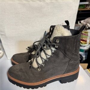 Indigo Rd Dark Gray Suede Women's Combat Boots